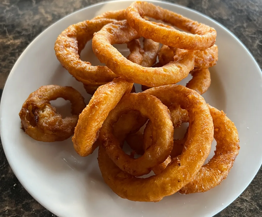 Onion rings, a deep-fried side at Golden Fish & Chips on Upper Gage Ave, Hamilton